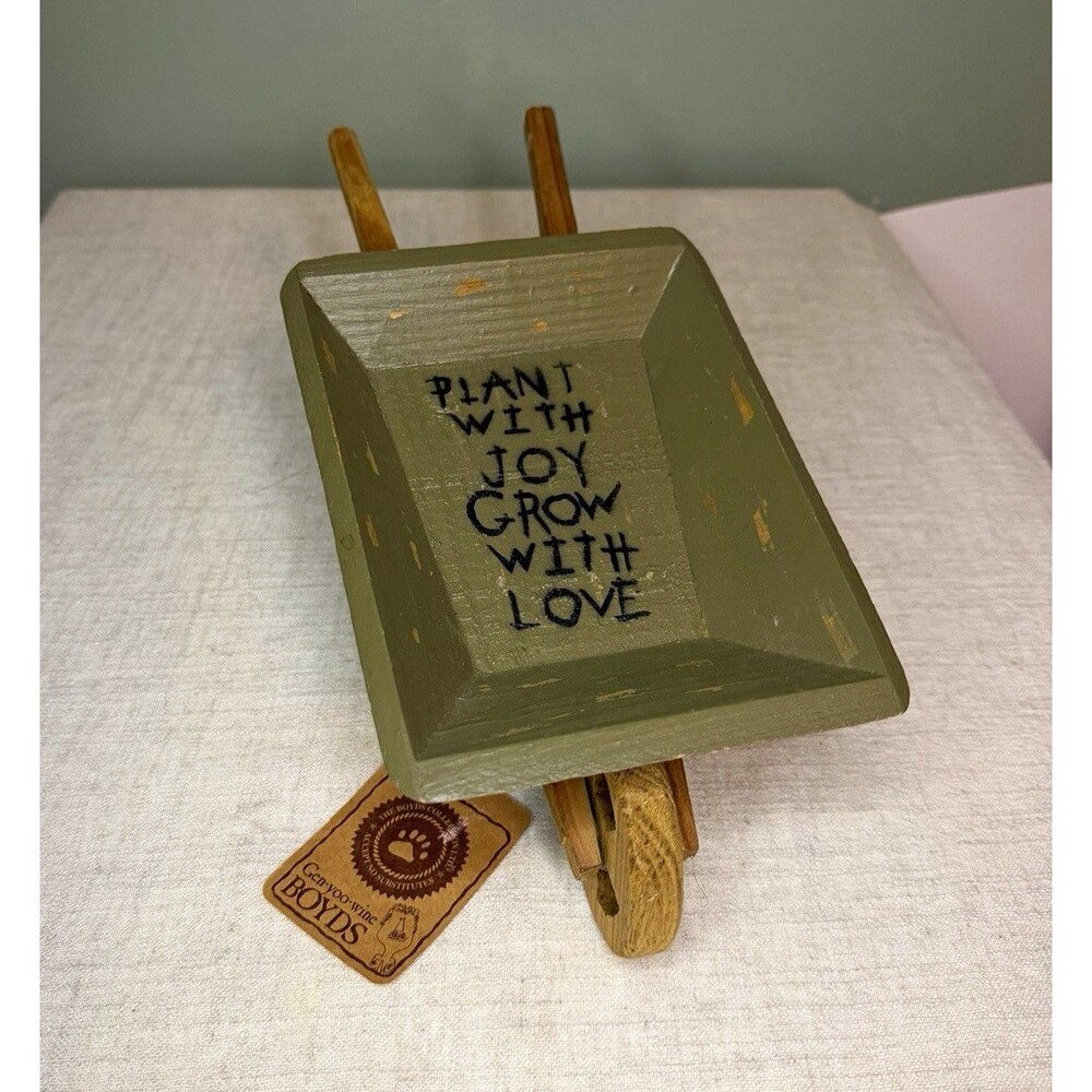 Boyds Collection Wheelbarrow Figurine Wood Distressed Inspirational 1pc